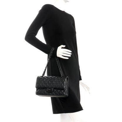 Chanel Crumpled Calfskin Quilted Medium Double Flap So Black 3 of 12