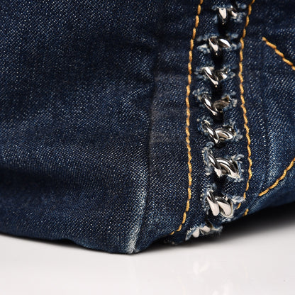 Chanel Denim Luxe Ligne Large Bowler Blue 10 of 12
