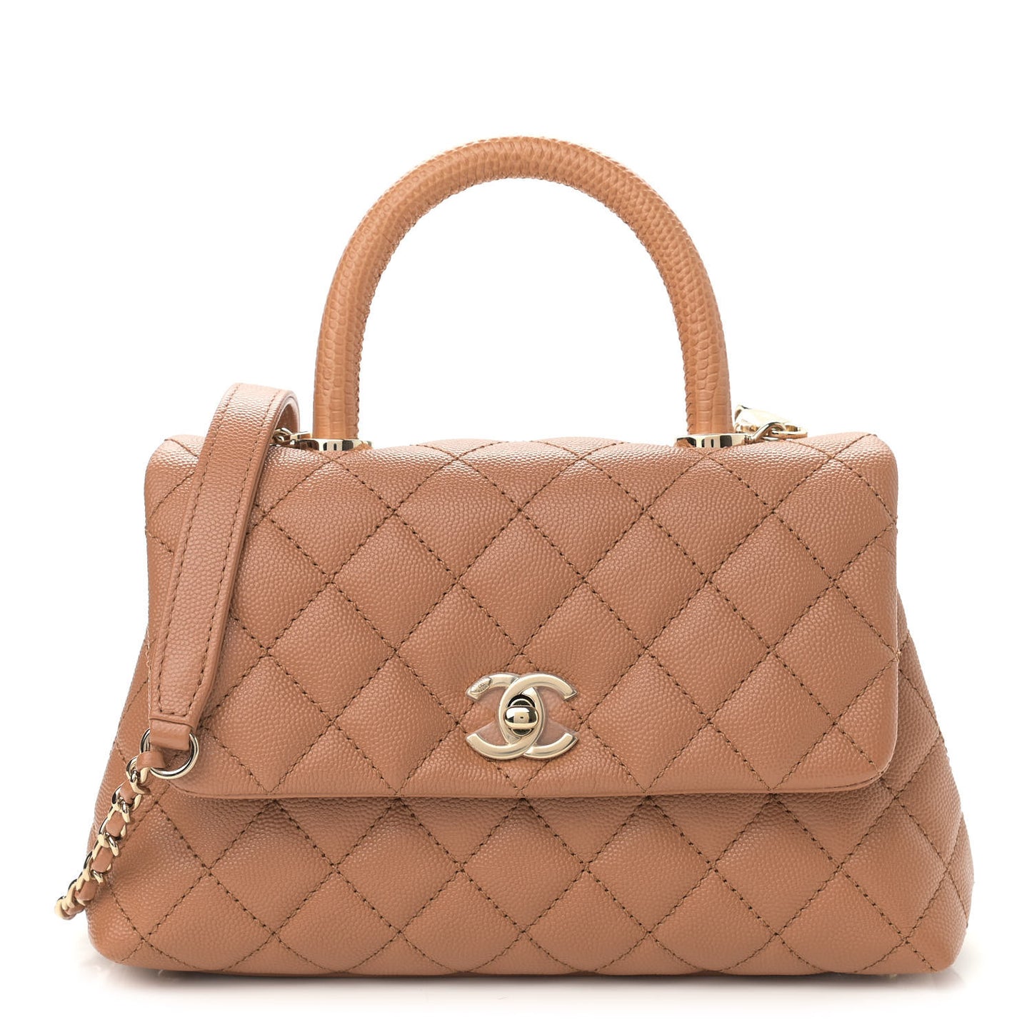 Caviar Quilted Mini Coco Handle Flap Brown
