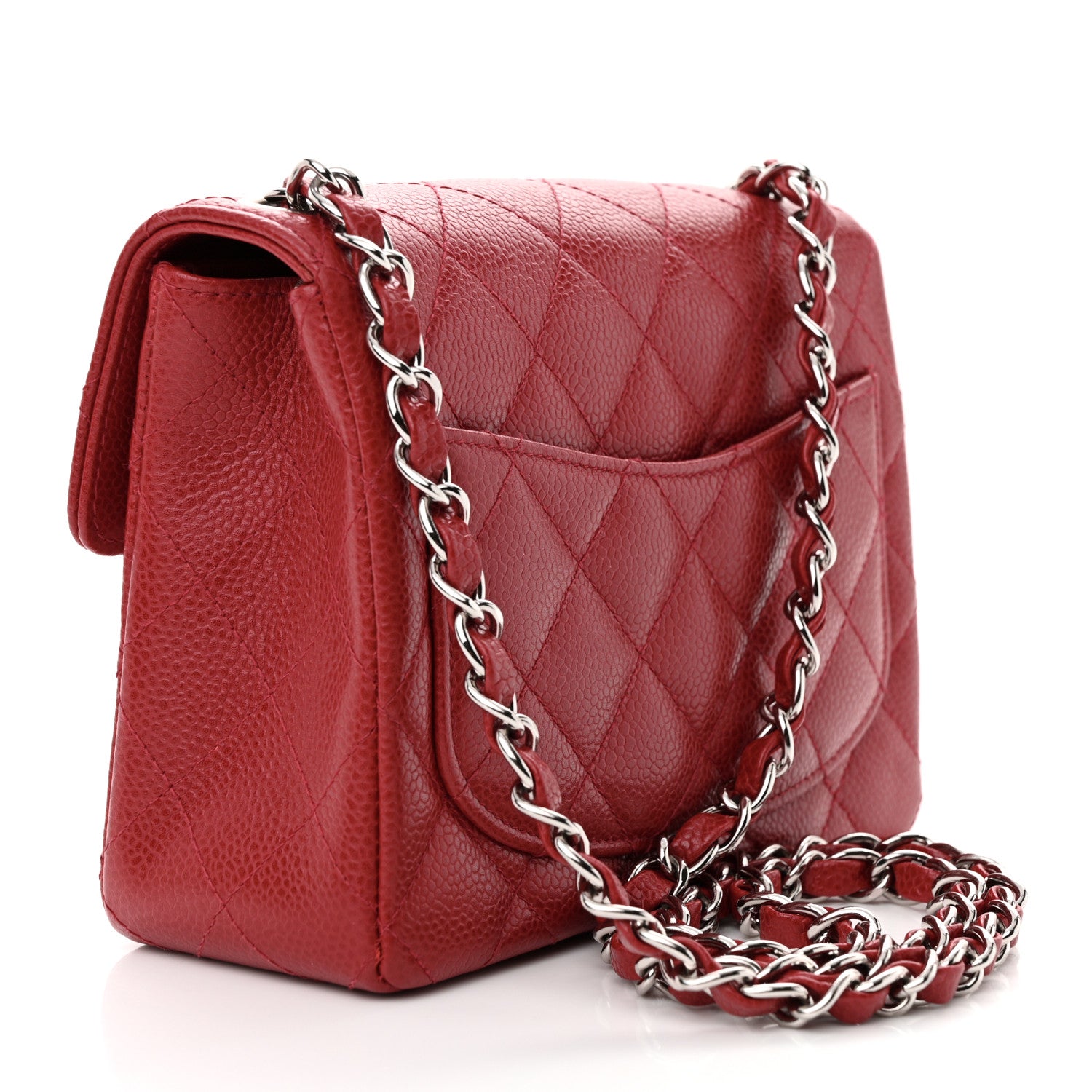 Chanel Caviar Quilted Mini Square Flap Red 3 of 12