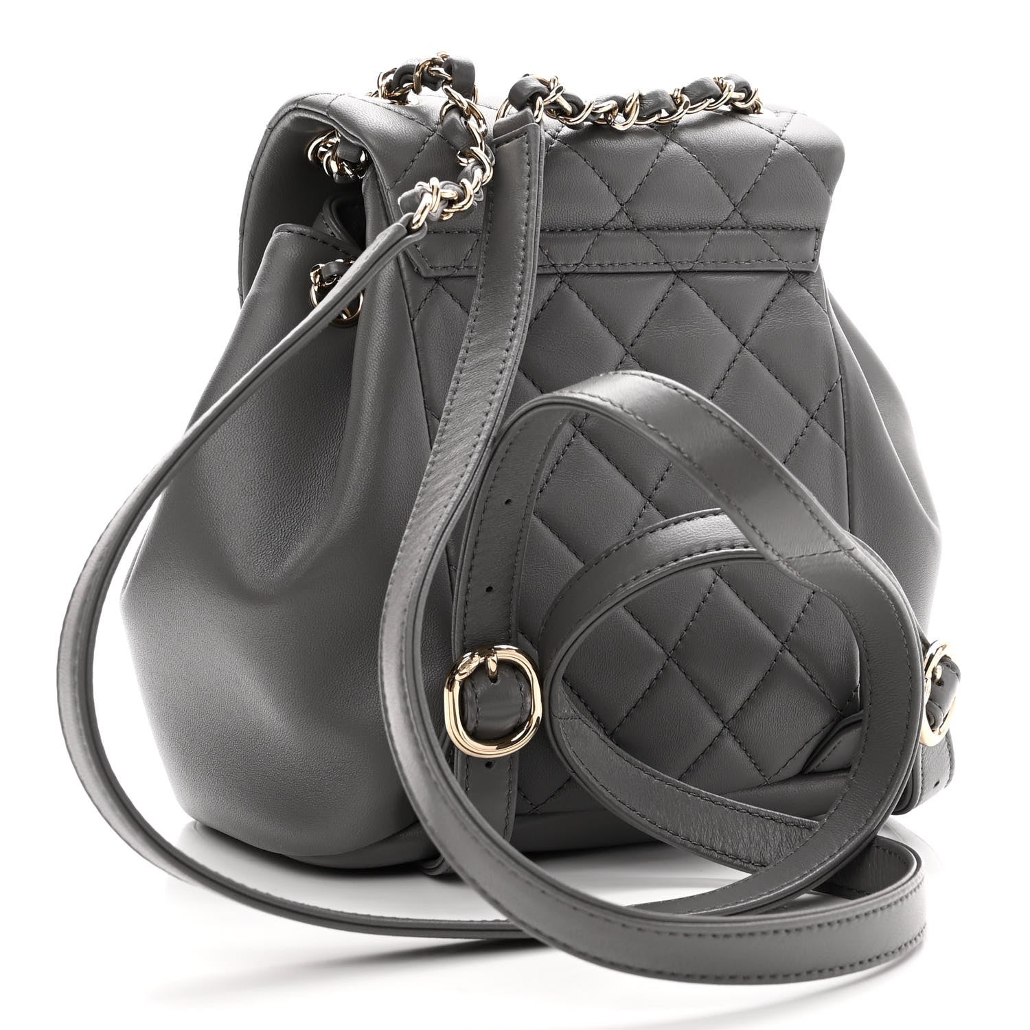 Chanel Lambskin Quilted Small Duma Drawstring Backpack Grey 2 of 10