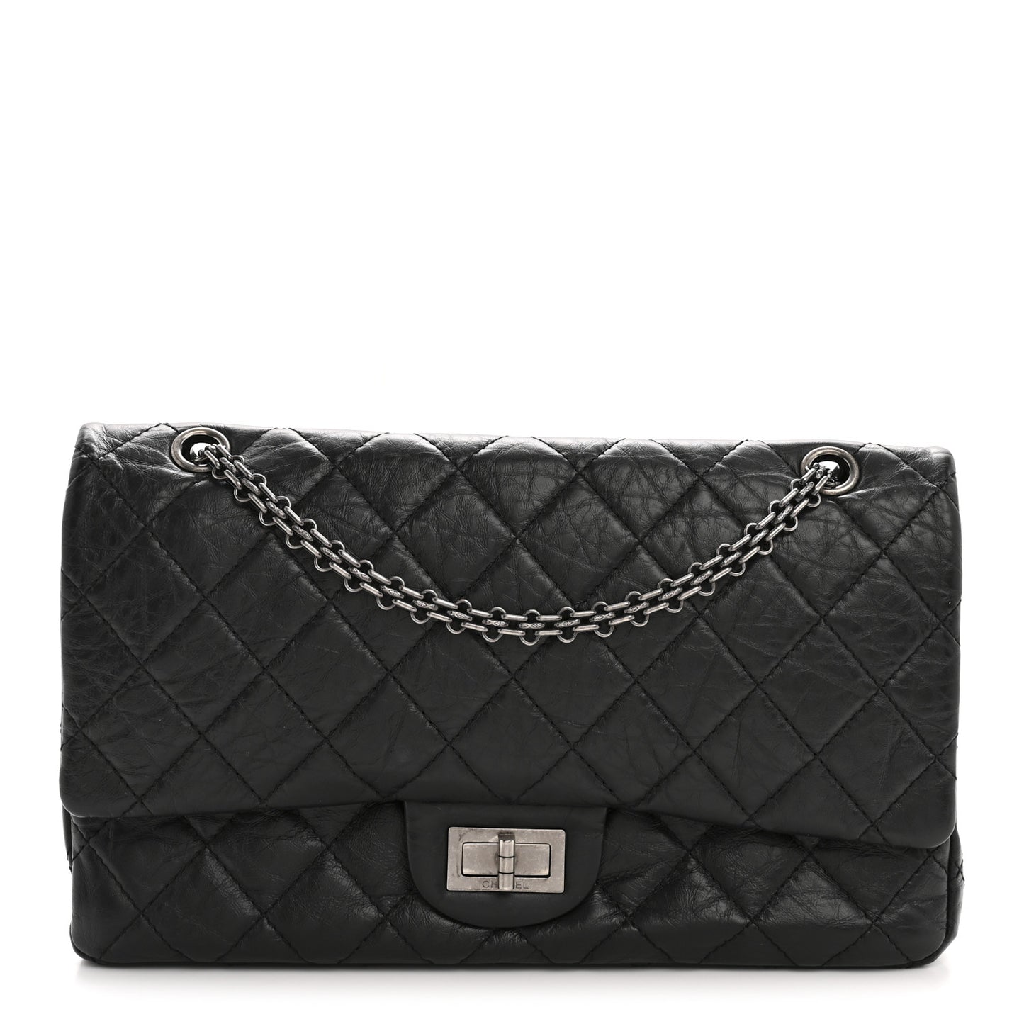 Aged Calfskin Quilted 2.55 Reissue 227 Flap Black
