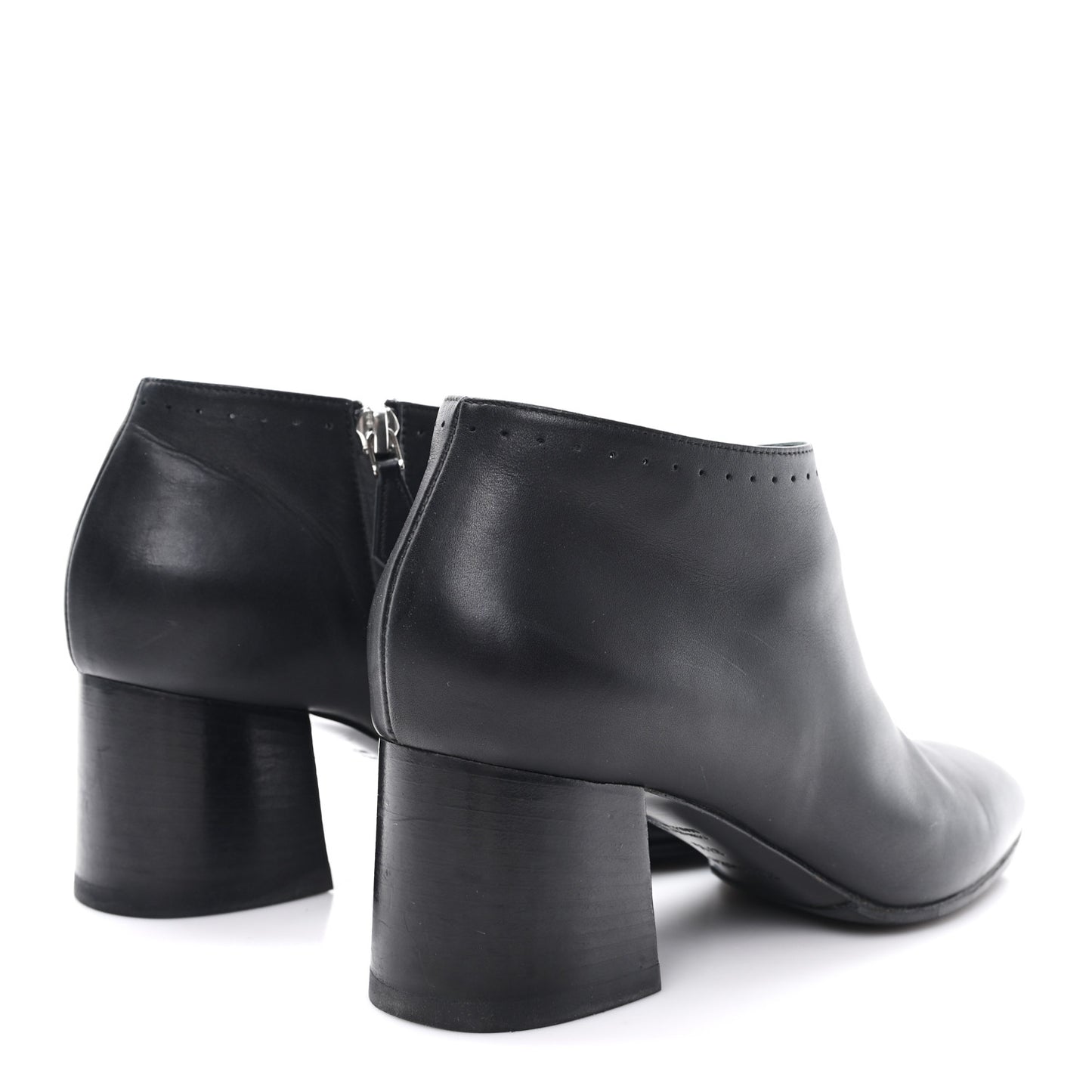Calfskin Perforated Womens Booties 37.5 Black