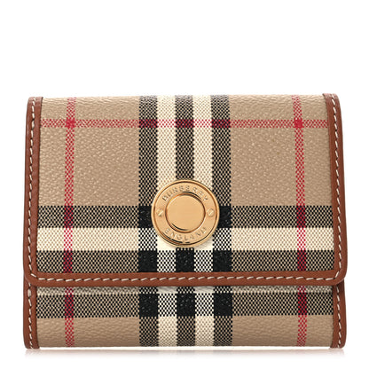 Burberry E-Canvas Vintage Check Tri-Fold Wallet Archive Beige 1 of 15