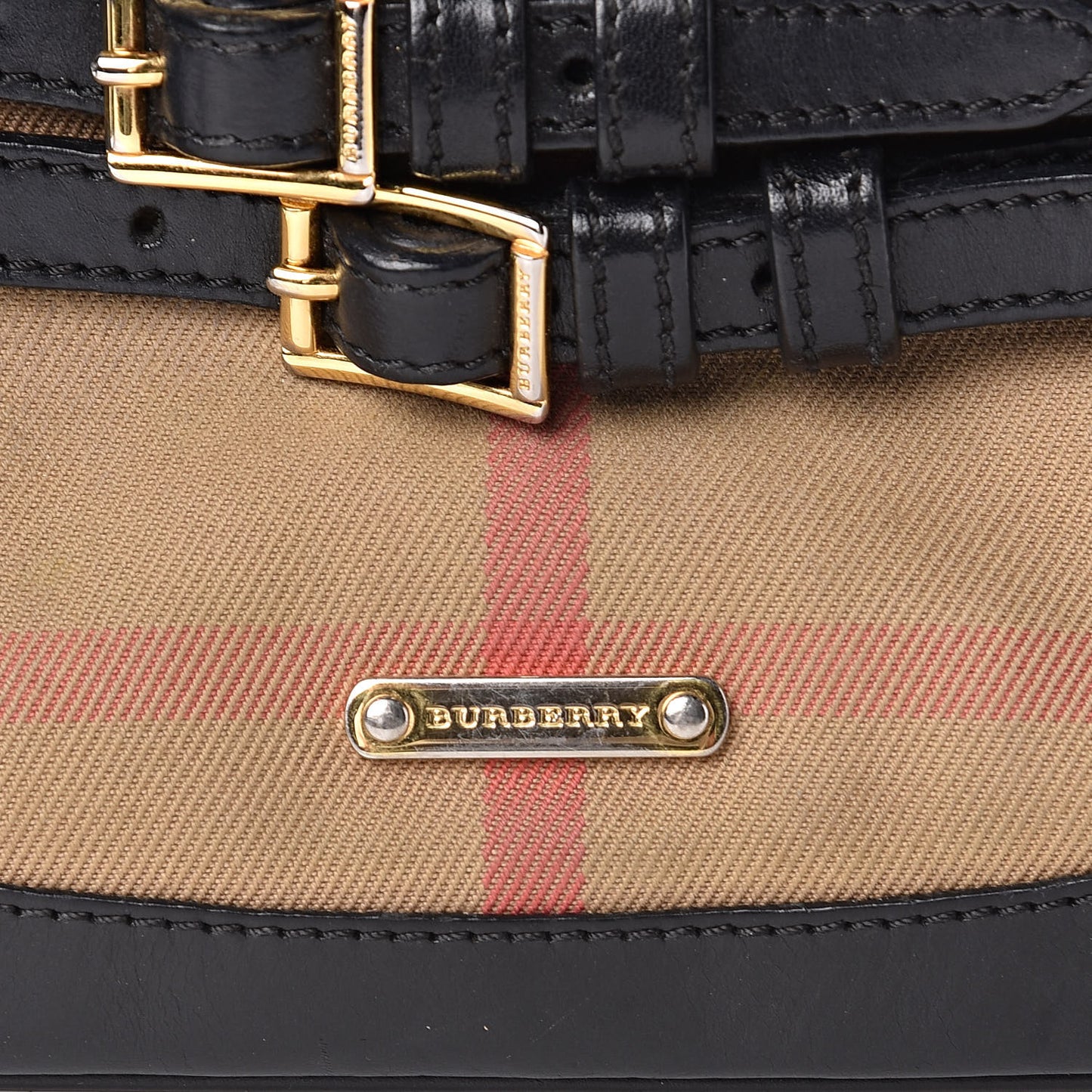 House Check Bridle Calfskin Peyton Crossbody Black