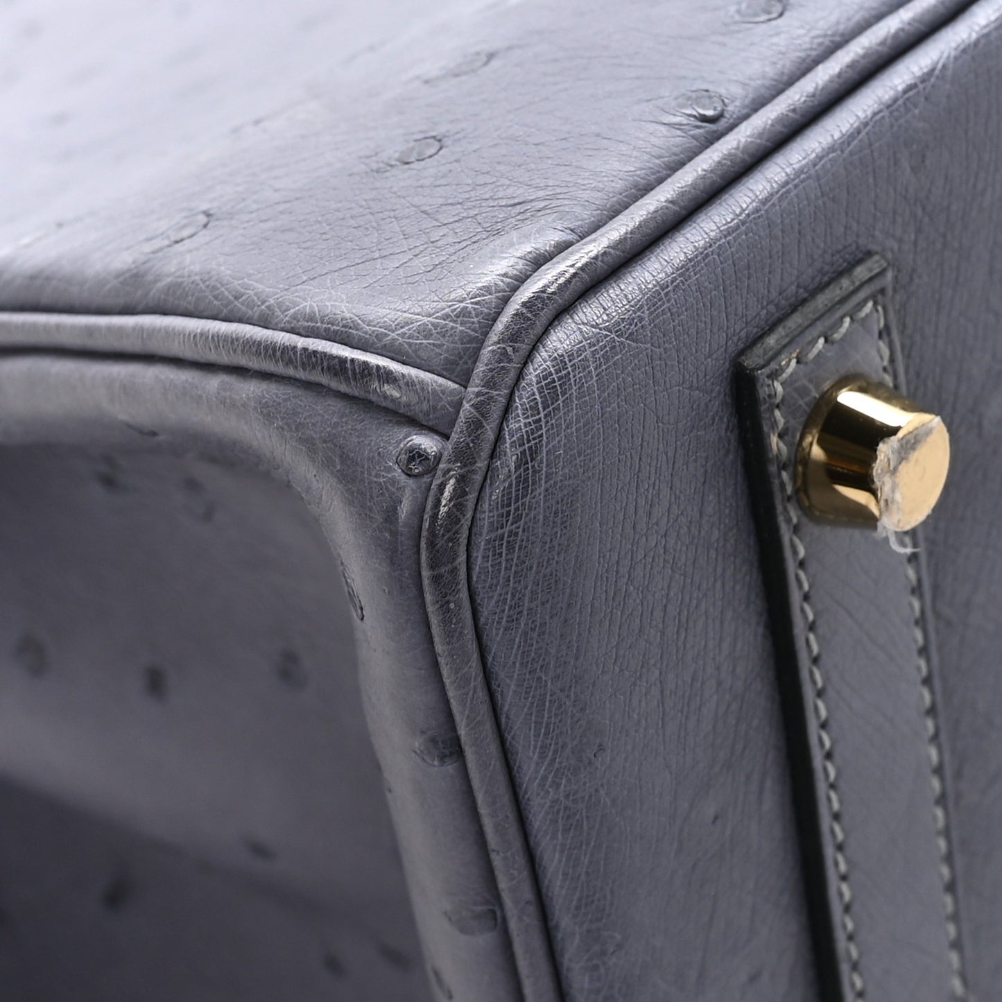 Ostrich Horseshoe Birkin 30 Gris Agate Rose Pourpre