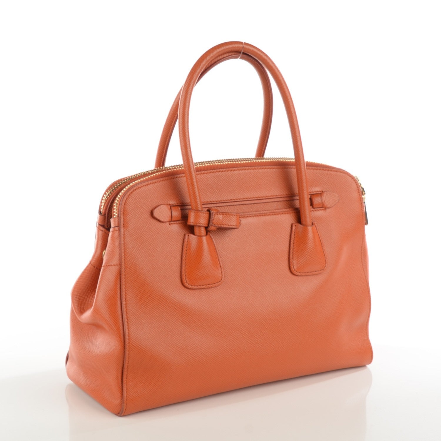 Prada Saffiano Top Handle Dome Tote Papaya 3 of 7