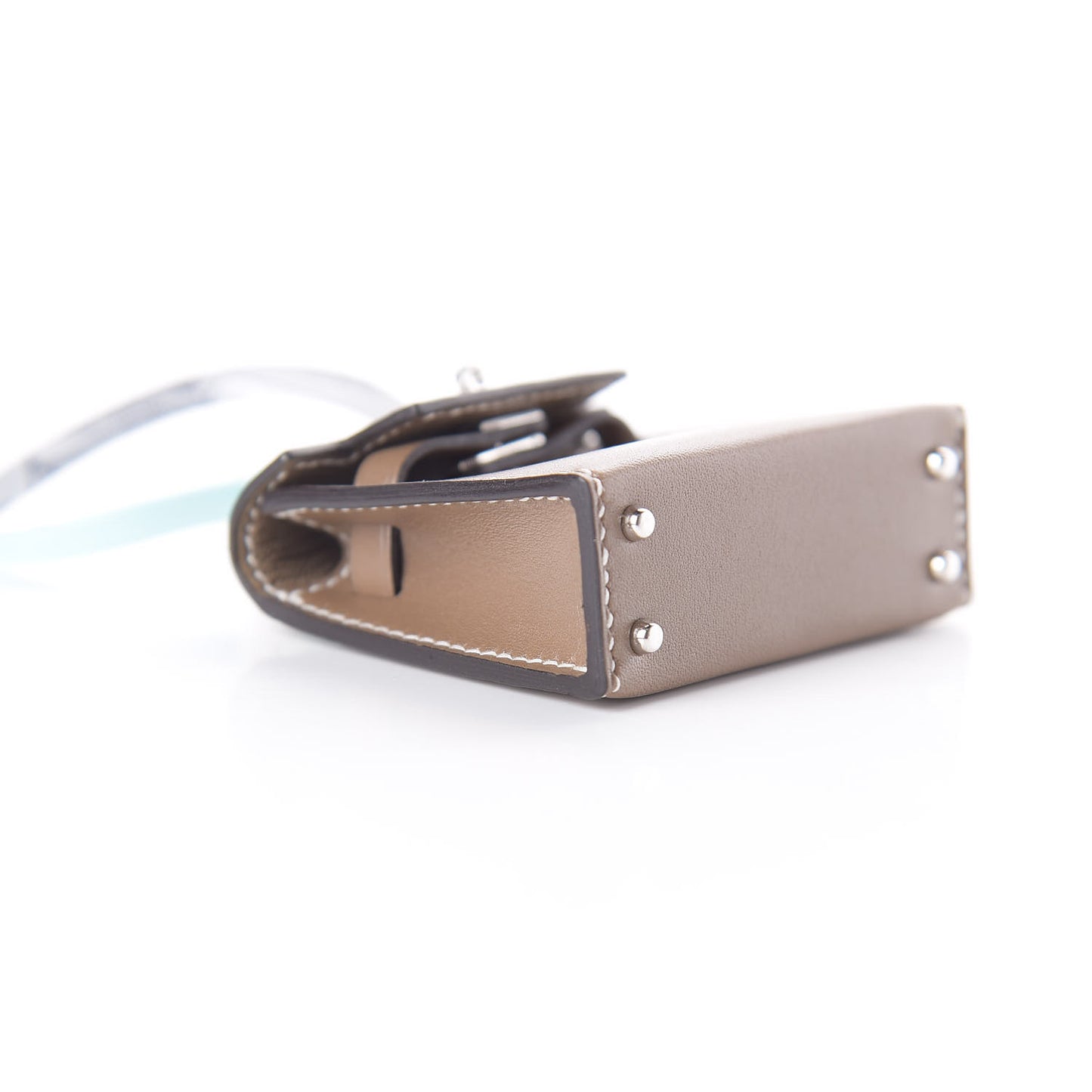 Tadelakt Mini Kelly Twilly Bag Charm Etoupe