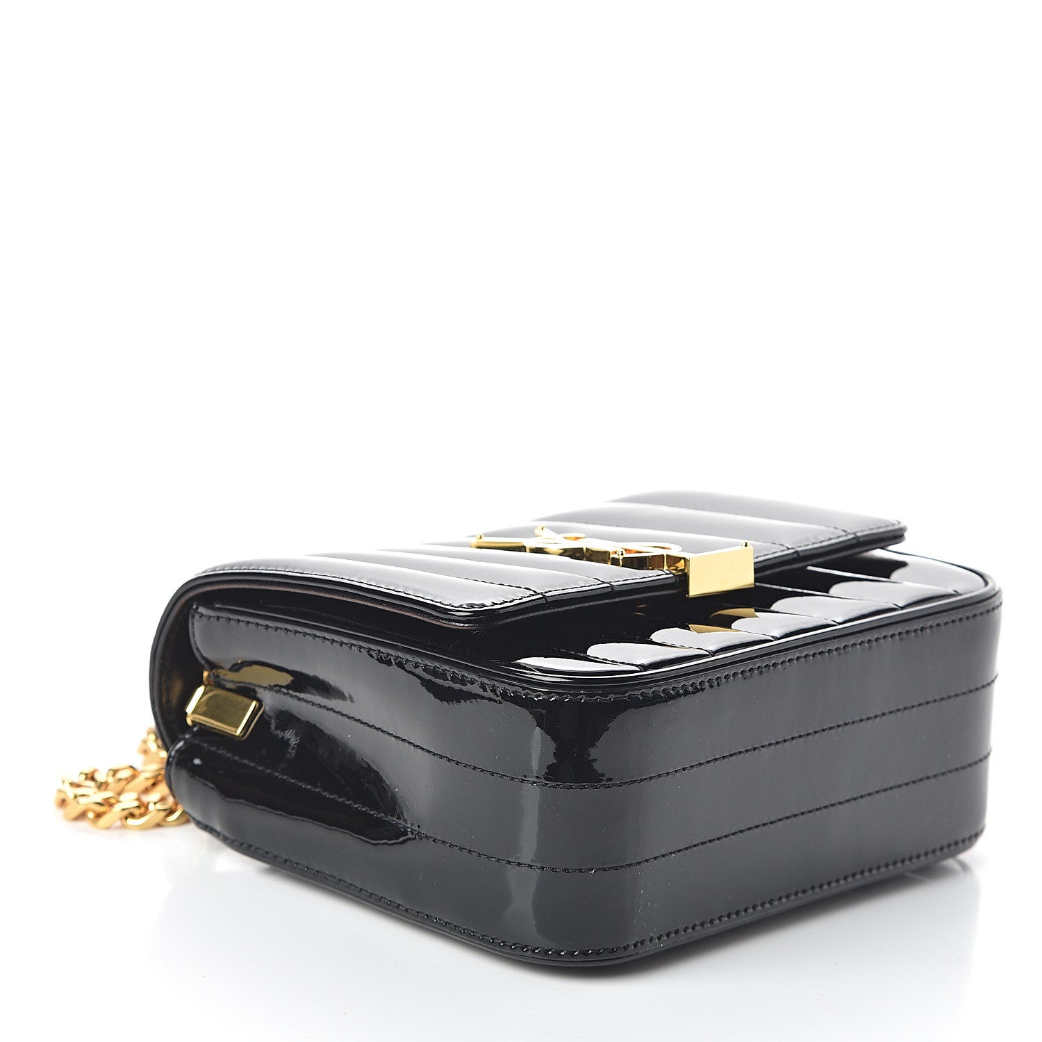 Saint Laurent Patent Calfskin Matelasse Monogram Small Vicky Chain Bag Black 3 of 8