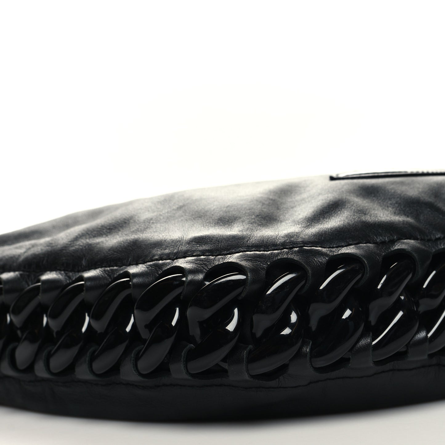 Calfskin Modern Chain Rhodoid Hobo Black