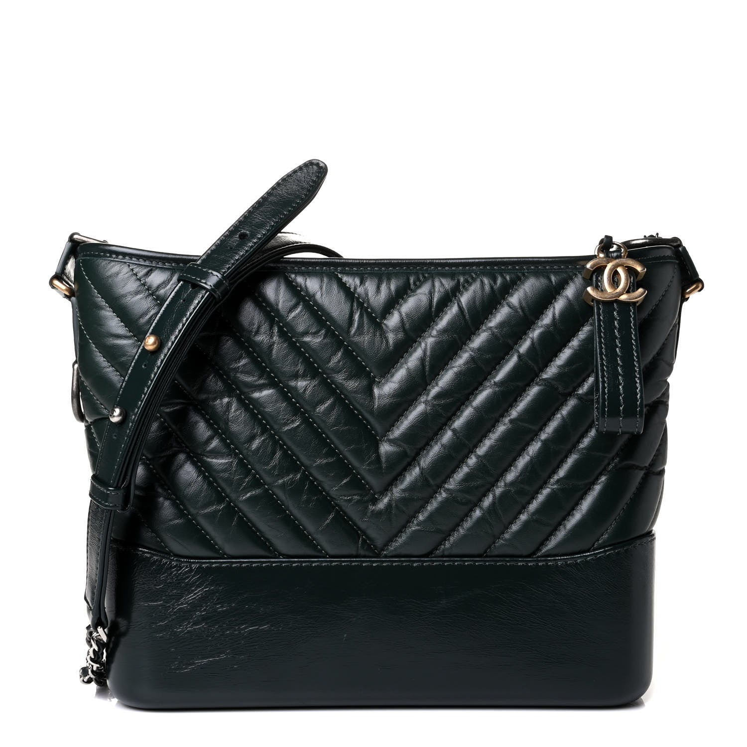 Chanel Aged Calfskin Chevron Quilted Medium Gabrielle Hobo Green 1 of 6