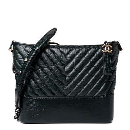 Chanel Aged Calfskin Chevron Quilted Medium Gabrielle Hobo Green 1 of 6