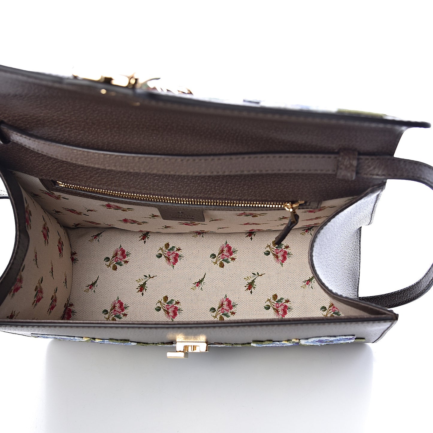 Calfskin Embroidered Medium Sylvie Top Handle Bag New Acero Multicolor