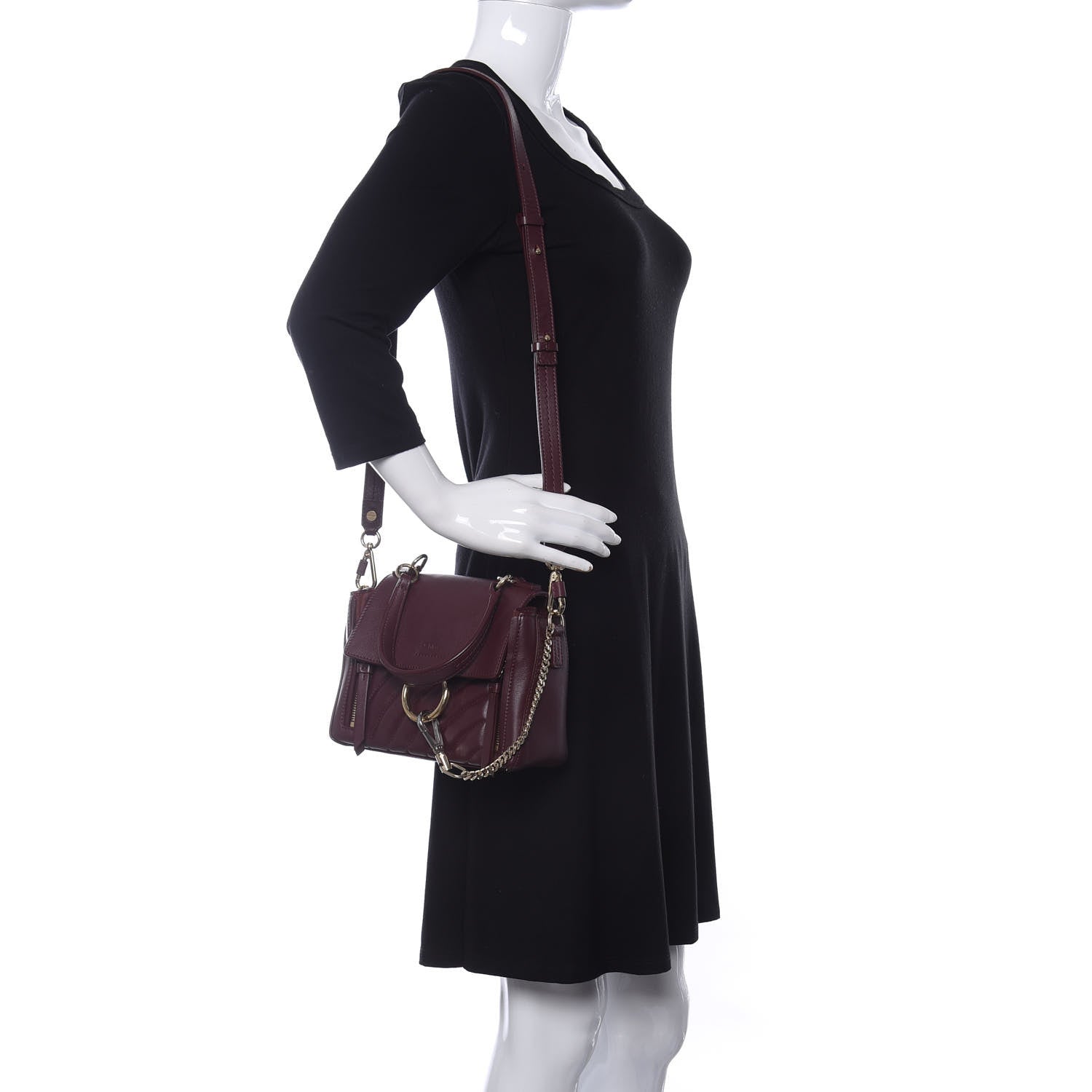 Chloe Calfskin Quilted Mini Faye Day Shoulder Bag Burnt Brown 2 of 12