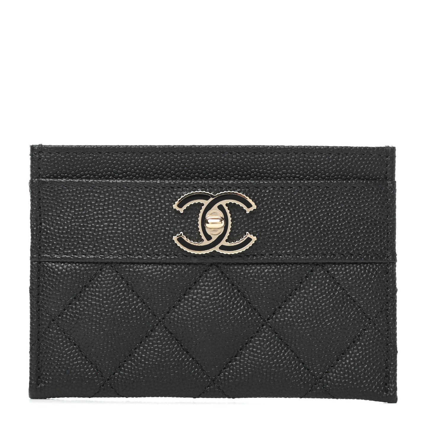 Caviar Quilted Vintage Mademoiselle Card Holder Black