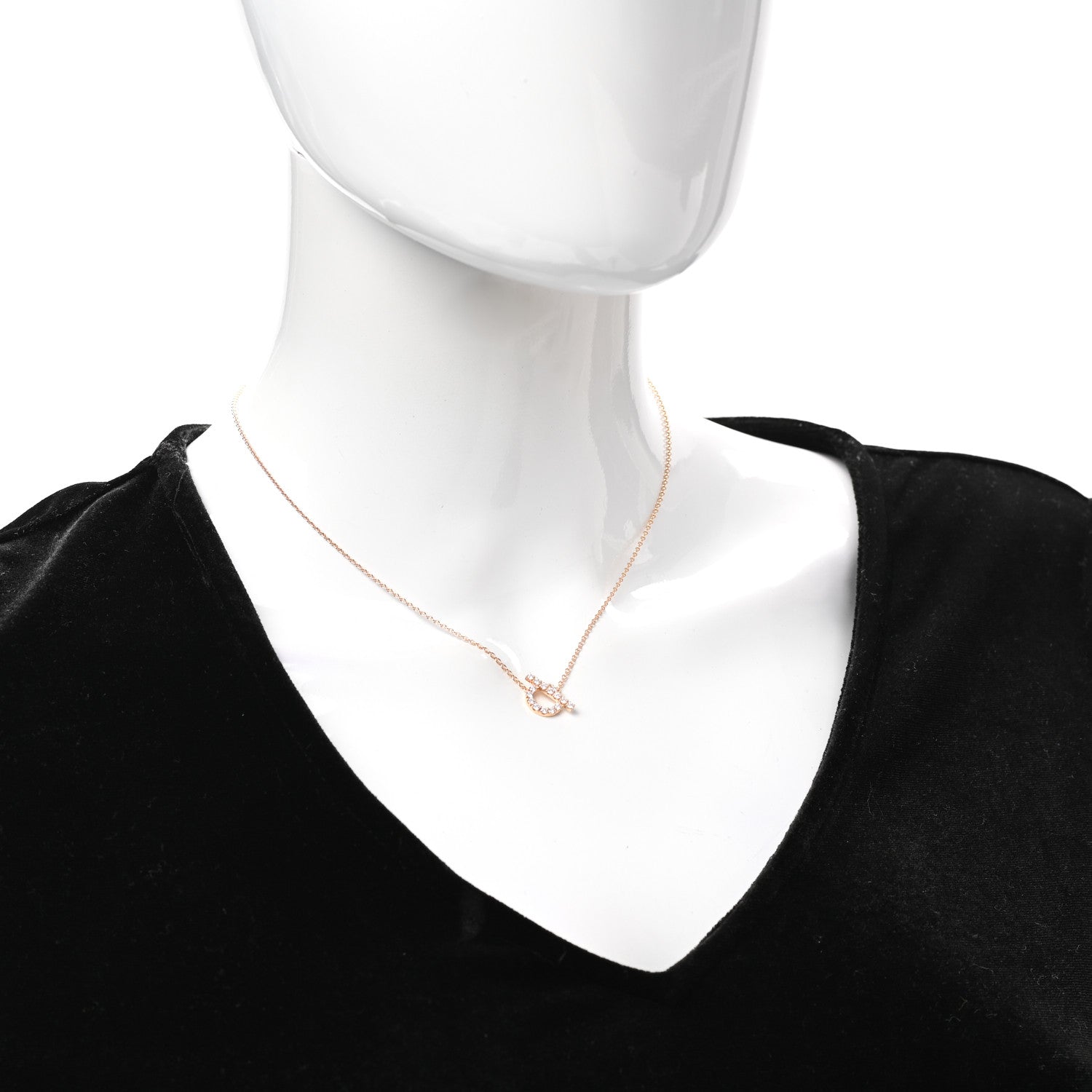 Hermes 18K Rose Gold Diamond Finesse Pendant Necklace 2 of 5