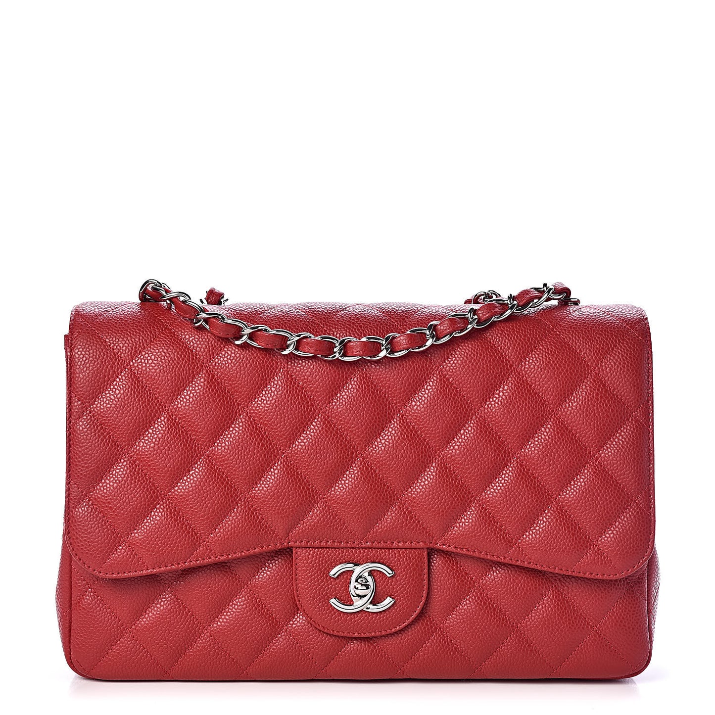 Caviar Quilted Jumbo Single Flap Red