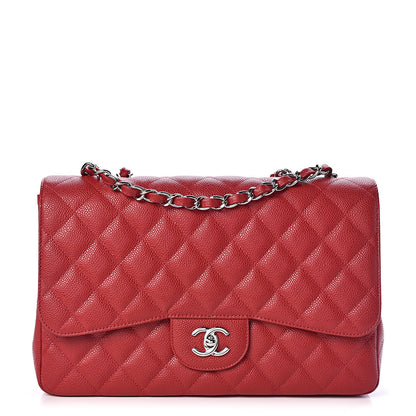 Chanel Caviar Quilted Jumbo Single Flap Red 1 of 13