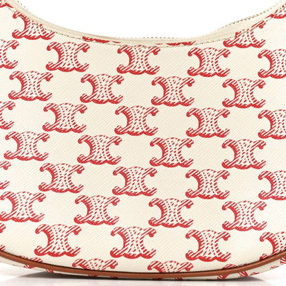Celine Canvas Calfskin Ava Triomphe Shoulder Bag Red 6 of 8