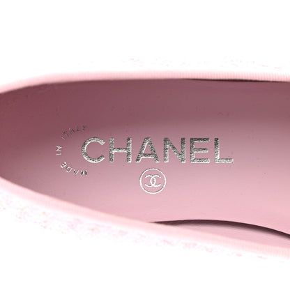 Chanel Tweed Lambskin Cap Toe Ballerina Flats 38.5 Pink 7 of 9