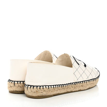 Chanel Lambskin Stitched CC Espadrilles 40 White Black 4 of 10