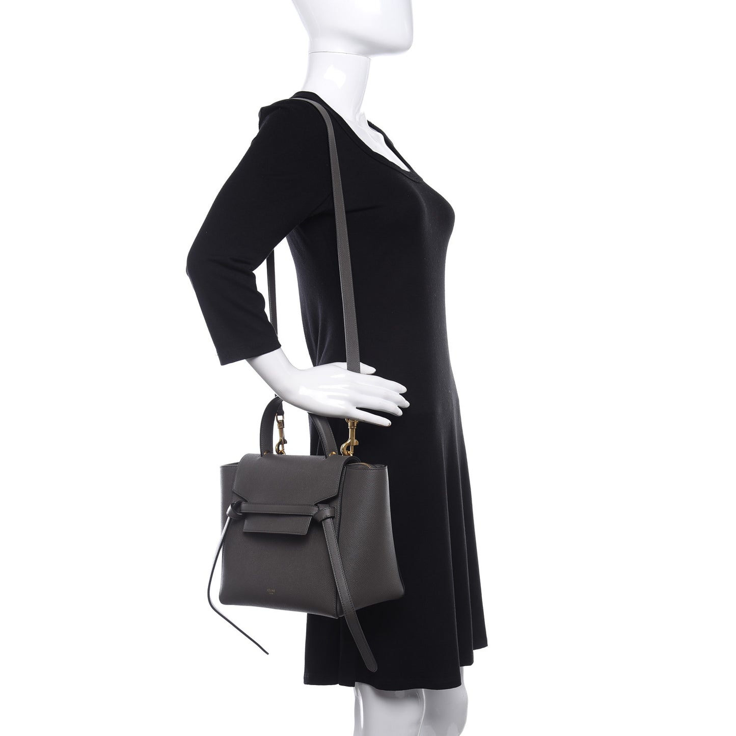 Grained Calfskin Micro Belt Bag Grey