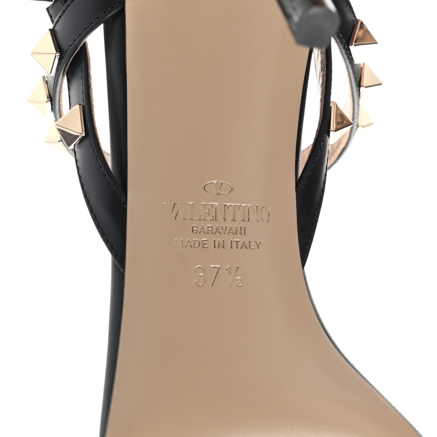 Nappa Rockstud T-Strap Slingback 85mm Sandals 37.5 Black