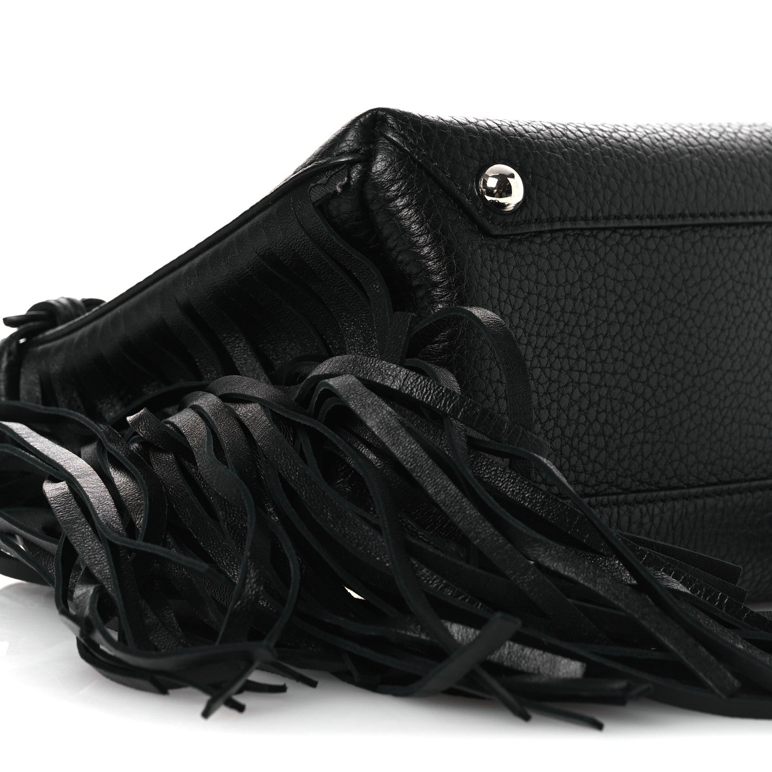 Burberry Grainy Calfskin Studded Fringe Baby Banner Tote Black 9 of 11