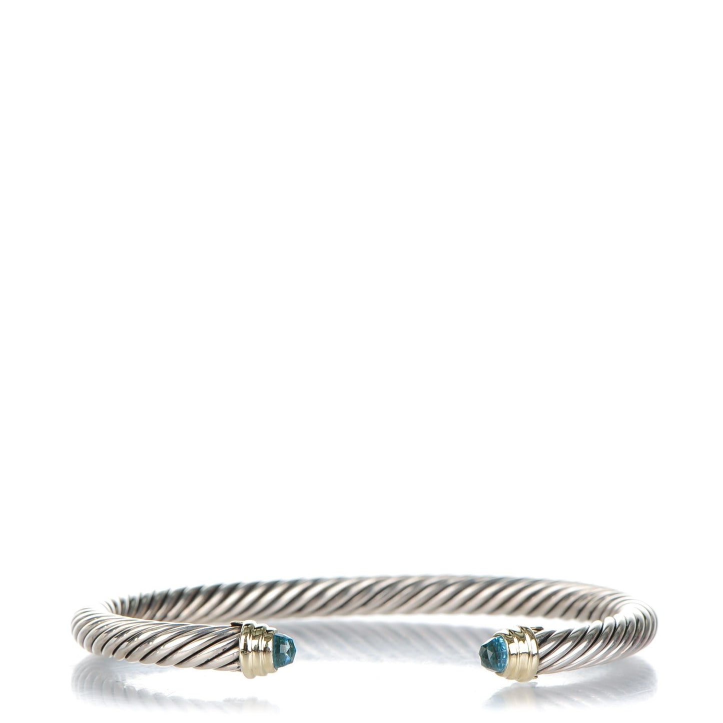 Sterling Silver 14K Yellow Gold Blue Topaz 5mm Cable Classics Petite Color Bracelet