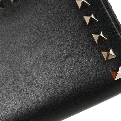Valentino Garavani Calfskin Rockstud Zip Around Wallet Black 10 of 10