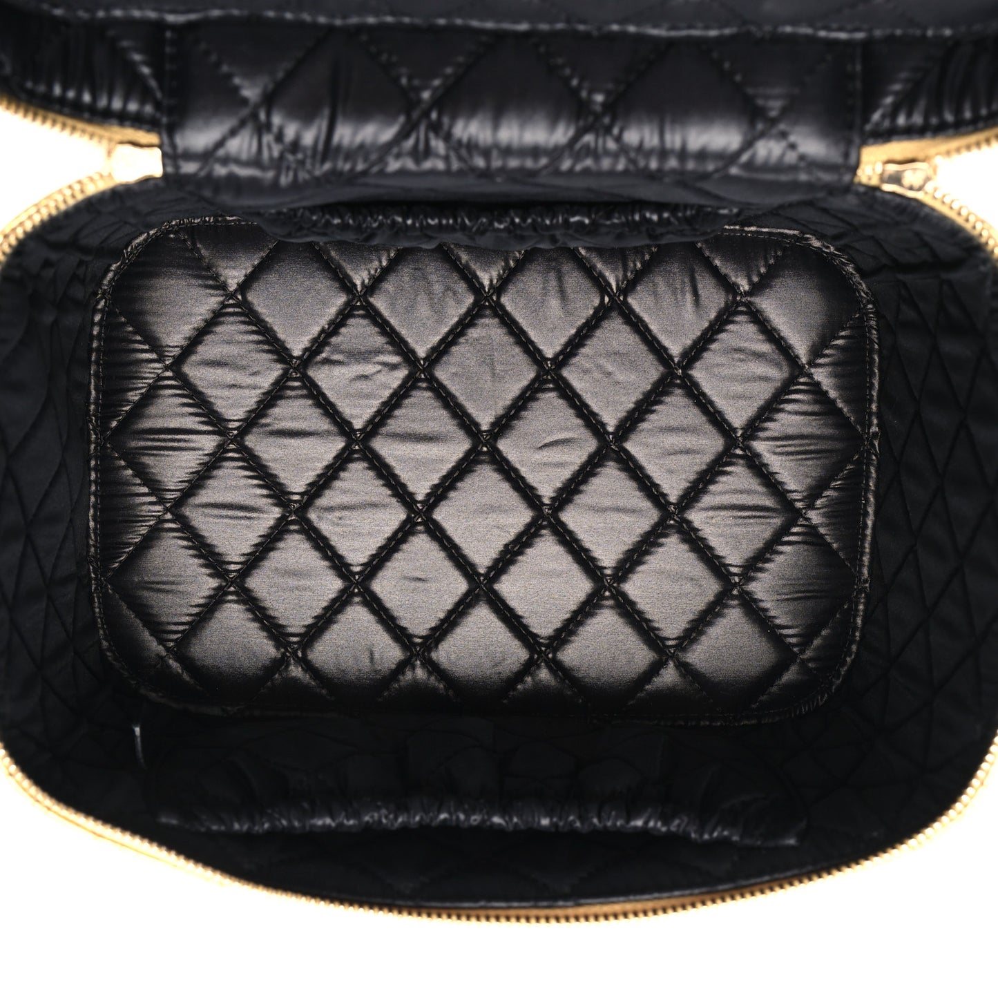 Metallic Calfskin Crocodile Embossed Cocodile Top Handle Vanity Gold