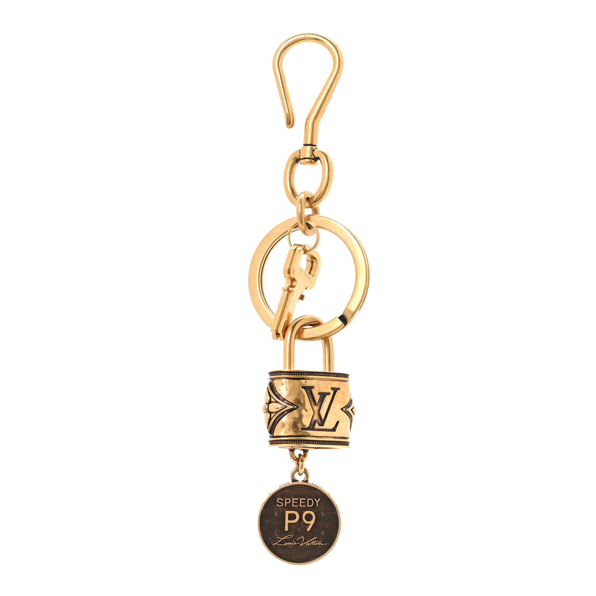 Metal Lion Speedy P9 Bag Charm Lock Gold