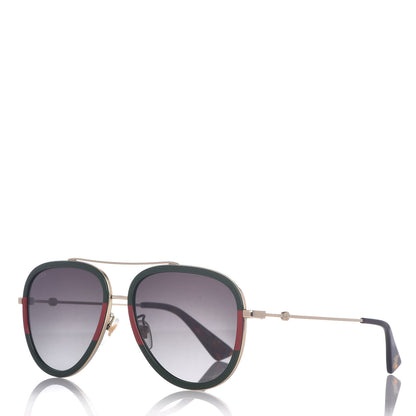 Gucci Web Aviator Sunglasses GG0062S Green Red 1 of 7