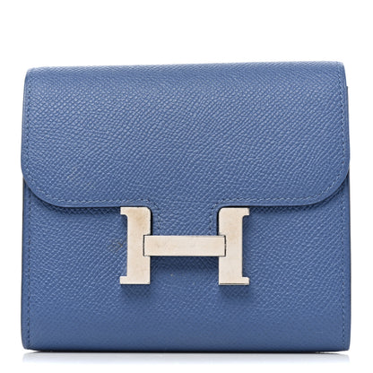 Hermes Epsom Verso Constance Short Wallet Bleu Brighton Rouge Pivoine 1 of 10