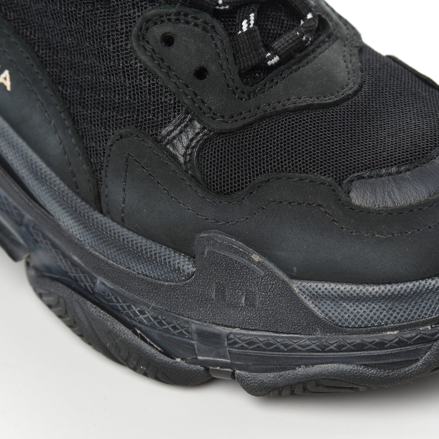 Balenciaga Fabric Mesh Womens Triple S Sneakers 38 Black 8 of 19