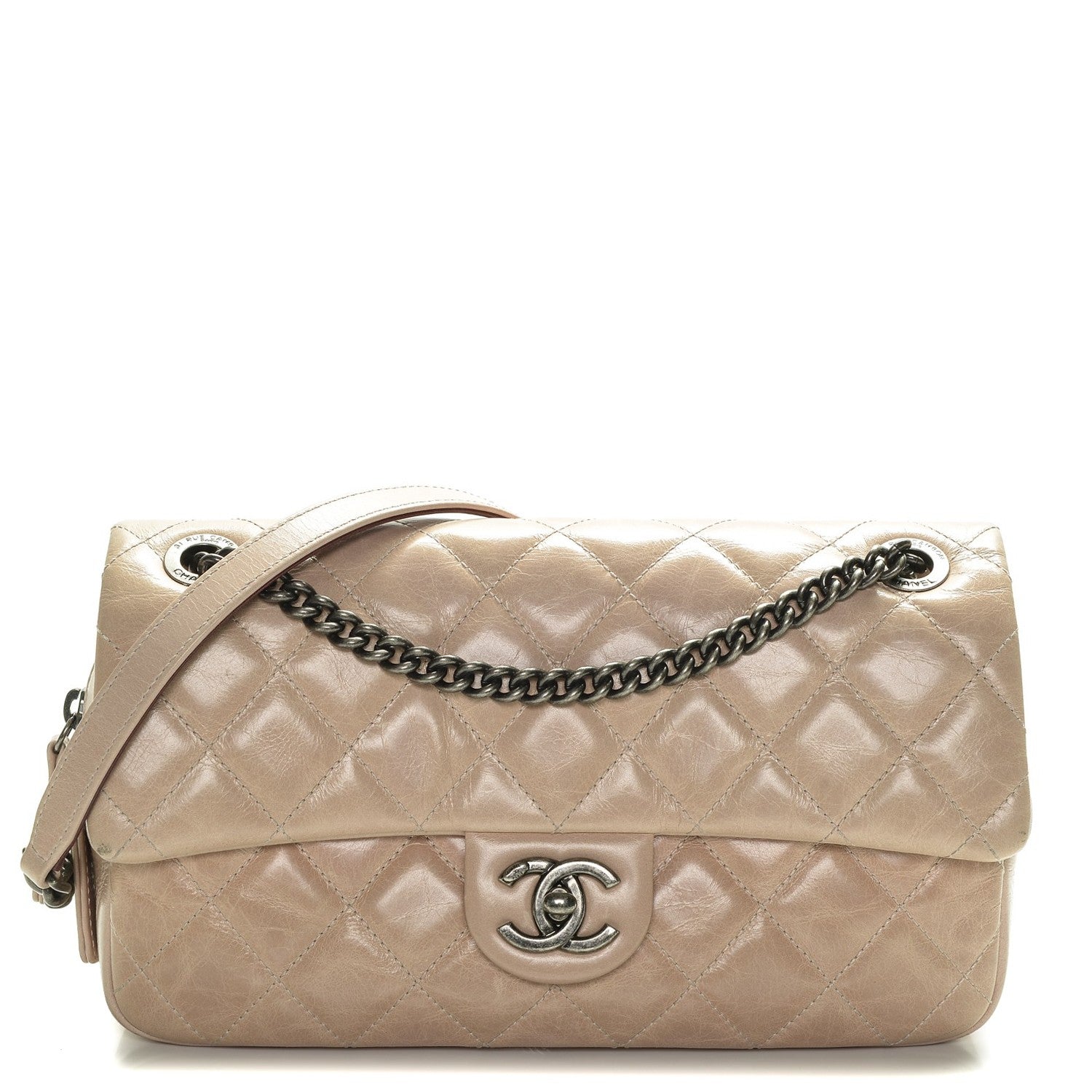 Chanel Glazed Calfskin Quilted Medium Duo Color Flap Light Pink 1 of 7