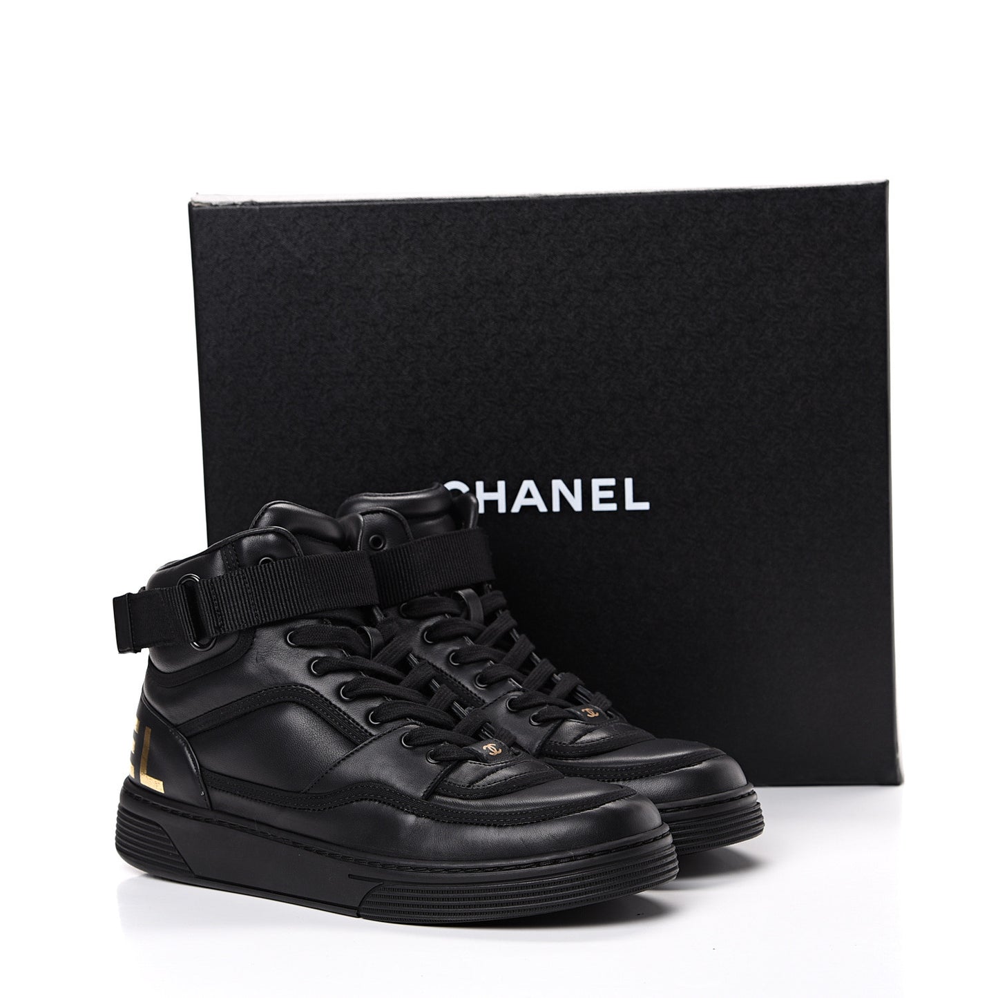 Lambskin Logo High Top Sneakers 39.5 Black