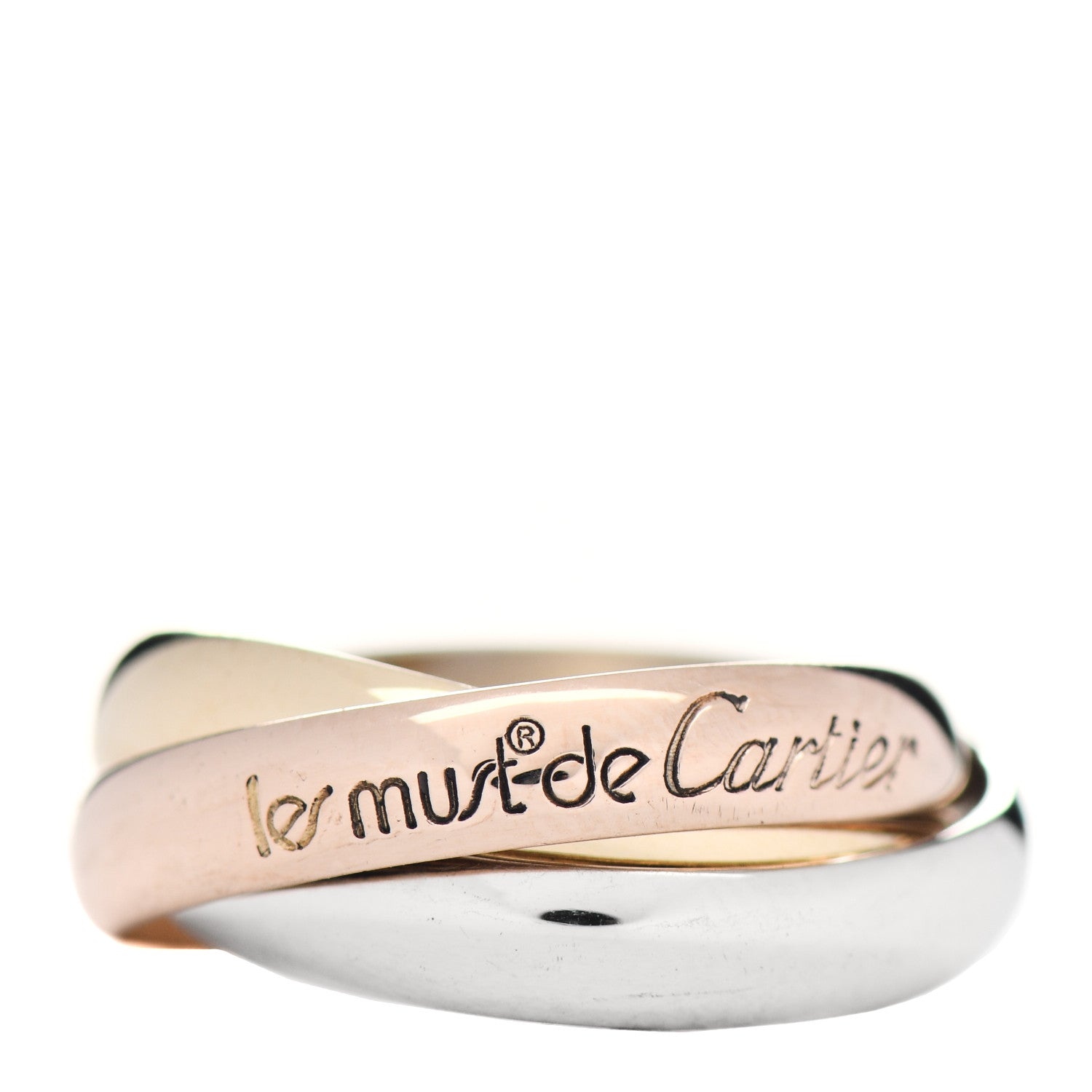 Cartier 18K Pink Yellow White Gold Classic Les Must De Cartier Trinity Ring 50 5.25 1 of 4