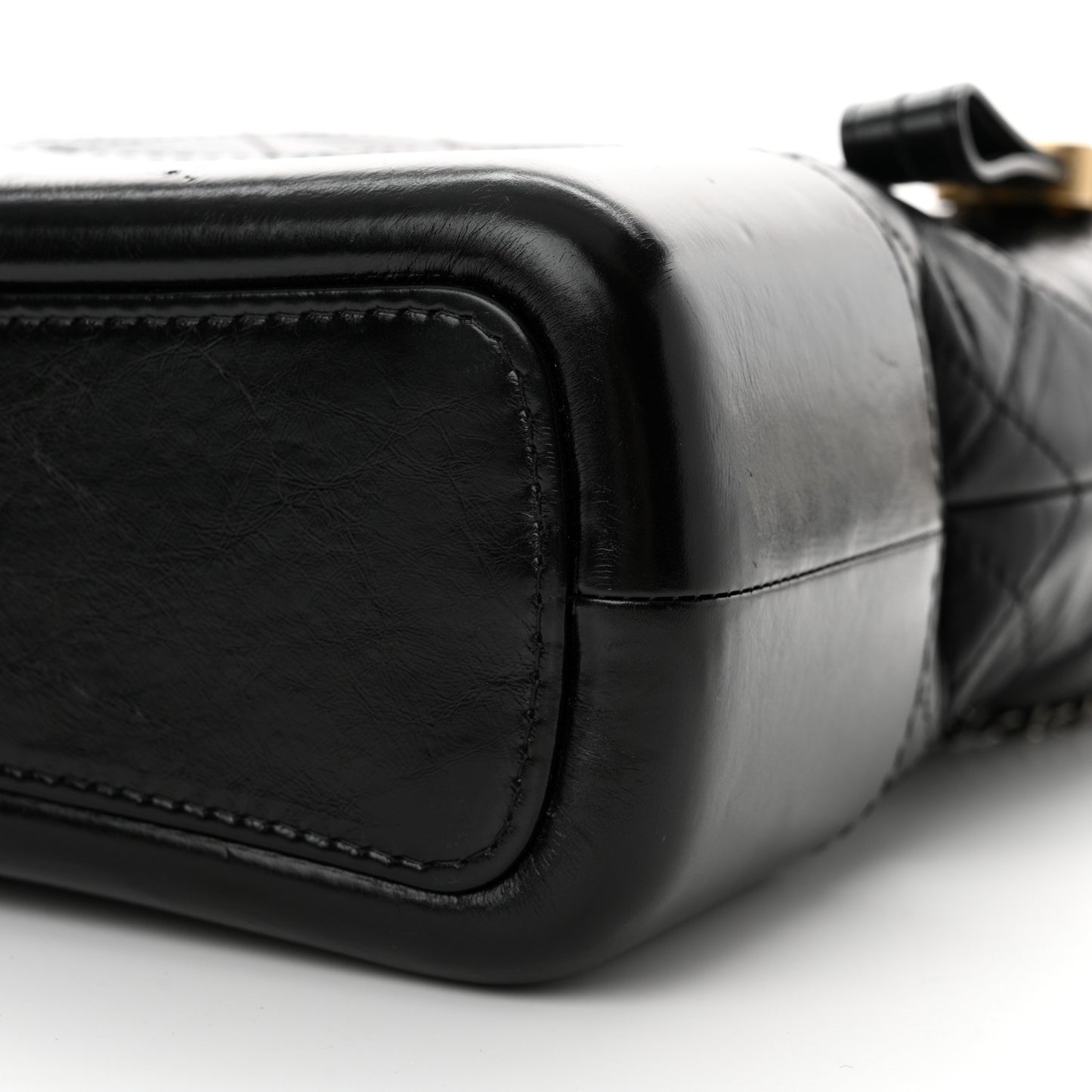 Aged Calfskin Quilted Medium Gabrielle Hobo Black