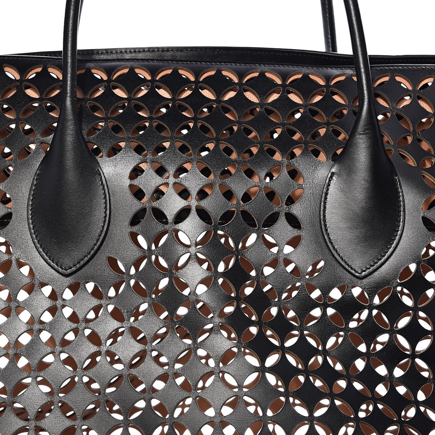 Alaia Calfskin Laser Cut Petale Tote Black 18 of 18