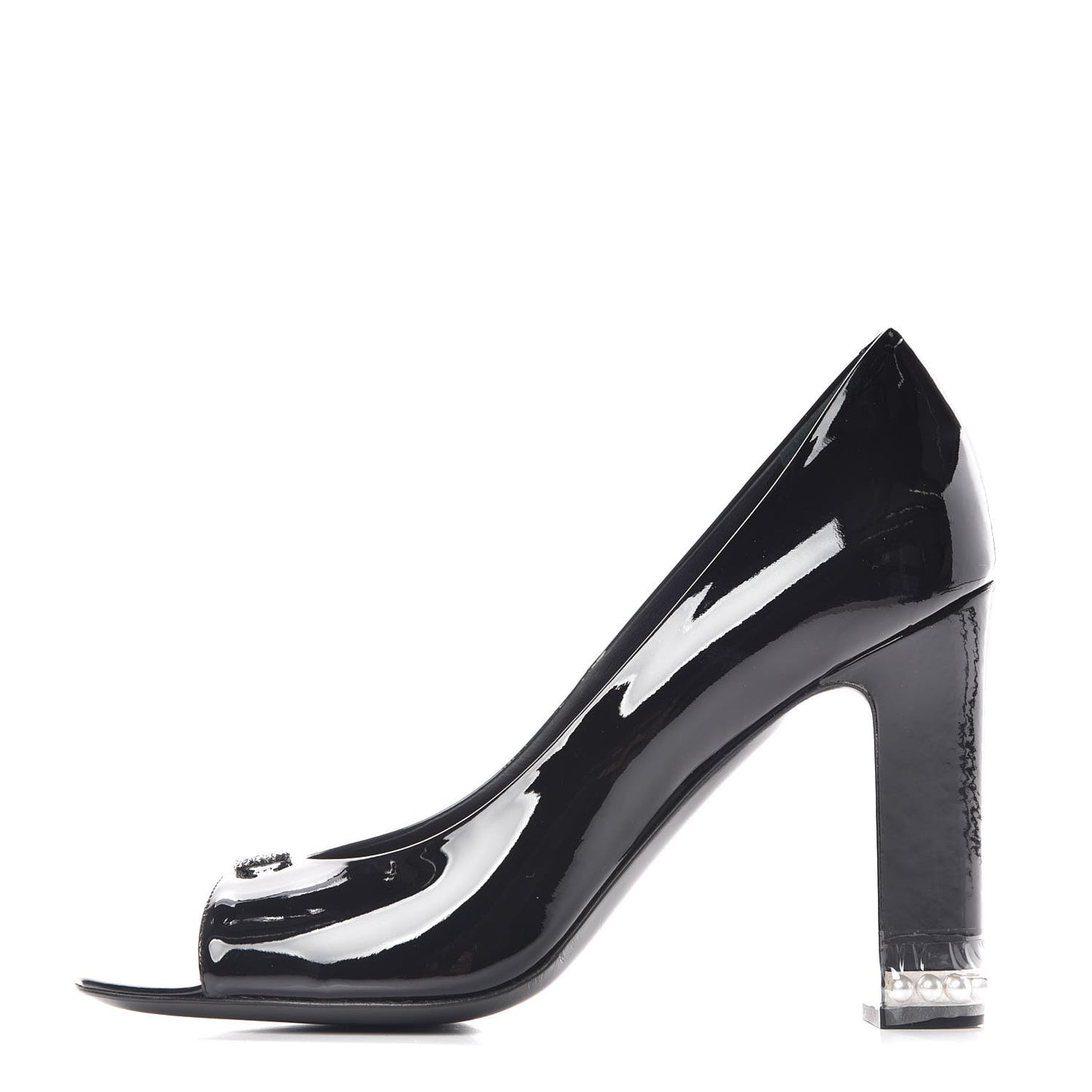 Patent Pearl Peep Toe CC Pumps 39 Black