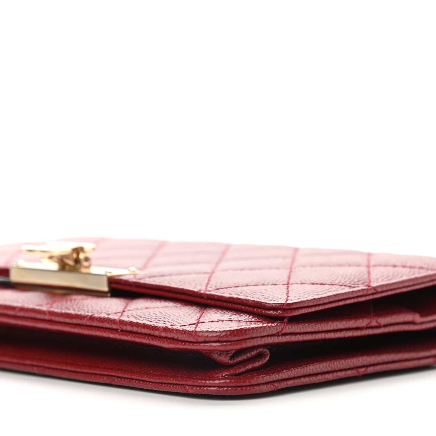 Caviar Quilted Golden Class Wallet On Chain WOC Red