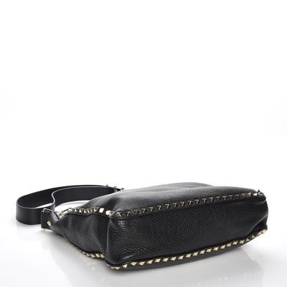 Valentino Garavani Pebbled Calfskin Large Rockstud Flip-Lock Messenger Bag Black 4 of 9