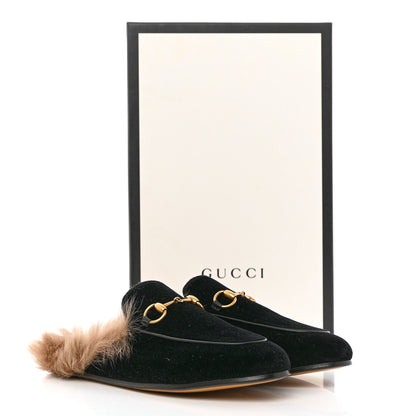 Gucci Velvet Fur Womens Princetown Slippers 36.5 Black 8 of 8