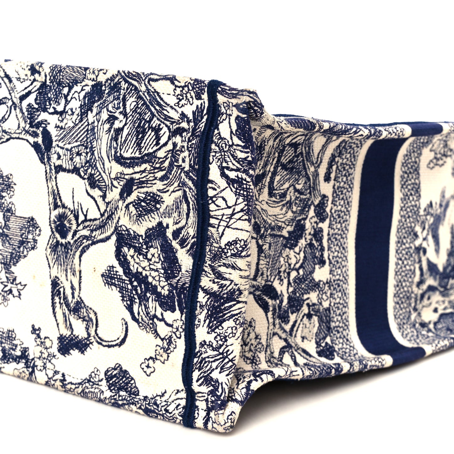 Canvas Embroidered Large Dioriviera Toile De Jouy Book Tote Blue