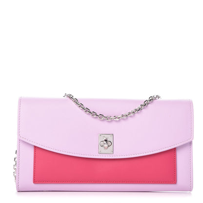 Christian Dior Calfskin Tri-Color Wallet On Chain Pink 1 of 8