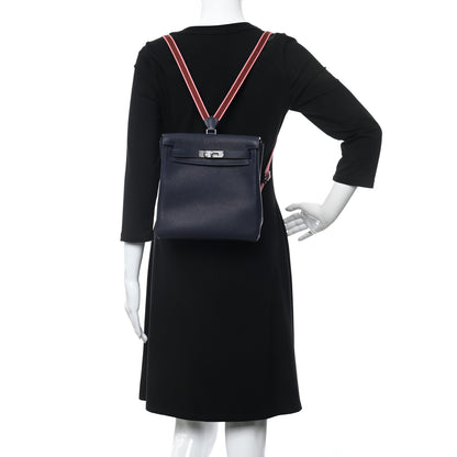 Hermes Taurillon Clemence Kelly Ado Backpack Bleu Nuit Rose D'ete Rouge H 2 of 11
