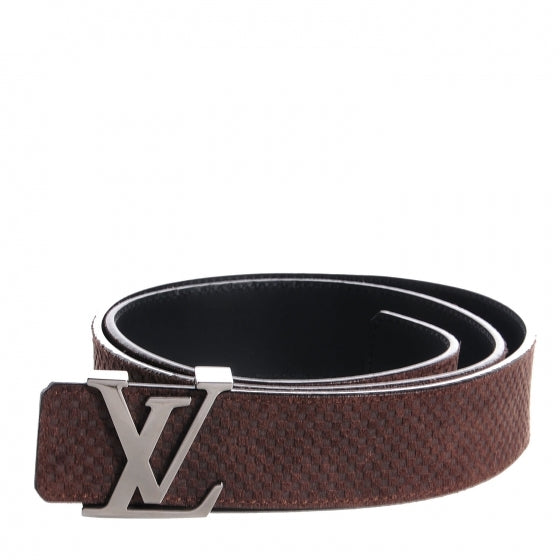 Suede Damier LV Initiales 40MM Belt 95 38 Moka