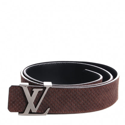 Louis Vuitton Suede Damier LV Initiales 40MM Belt 95 38 Moka 1 of 13