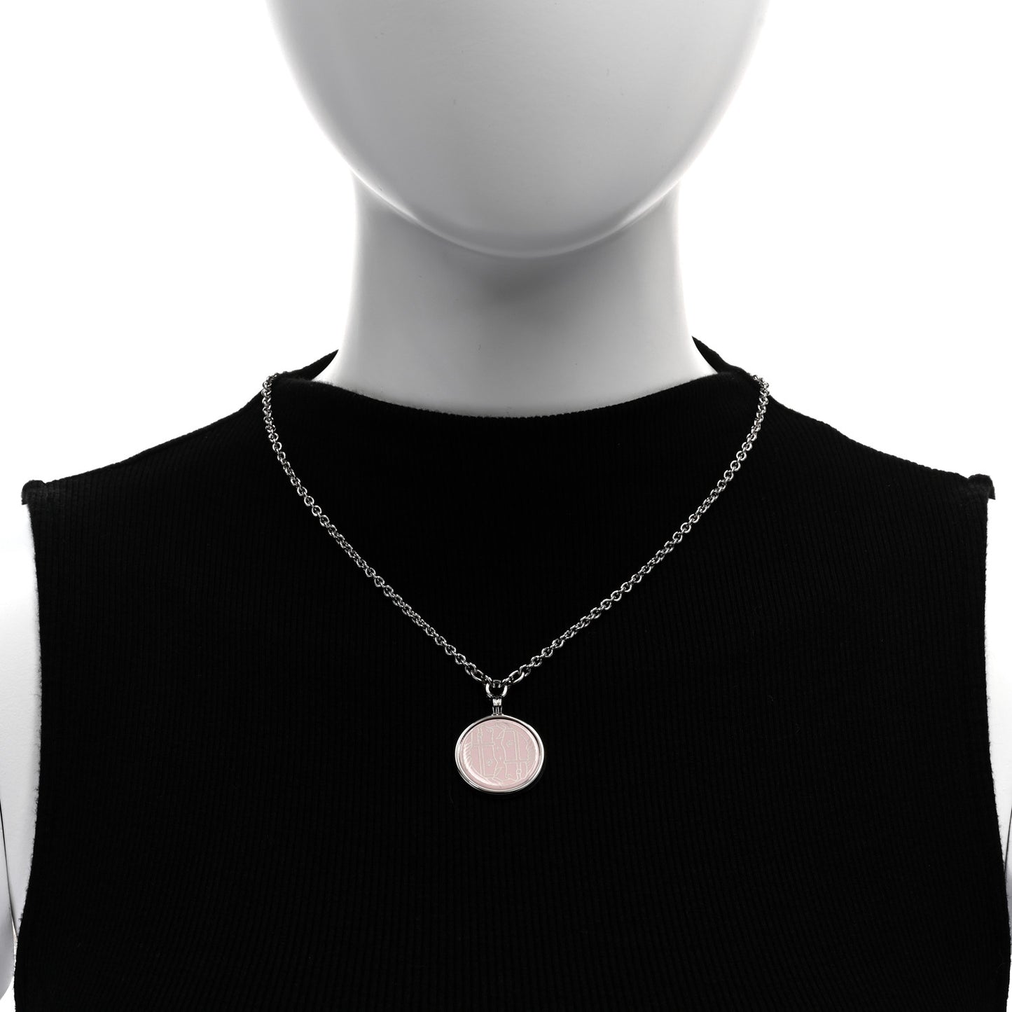 Palladium Enamel Large Medaille Quadrige Necklace White Platine Rose Candeur